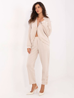 Beżowy komplet z ozdobnymi guzikami RUE PARIS 