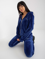 Hurt Kobaltowy komplet welurowy z bluzą z kapturem Melody