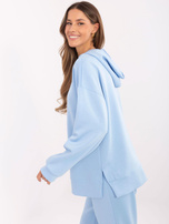 Hurt Jasnoniebieska bluza z kapturem z domieszką wiskozy