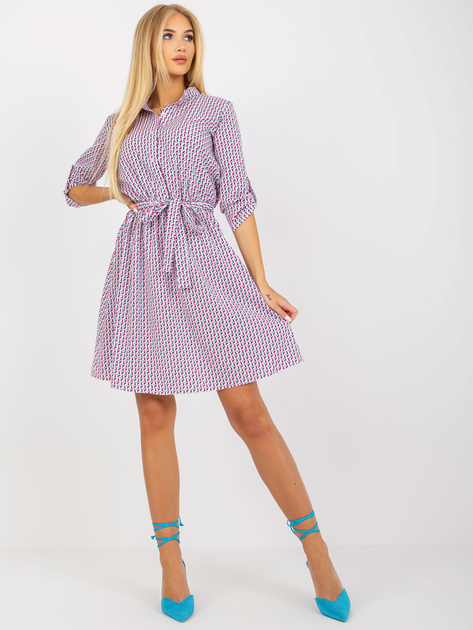 Biało-różowa sukienka na co dzień z printami