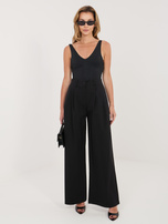 Czarne damskie spodnie z szeroką nogawką RUE PARIS