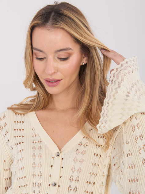 Jasnobeżowy sweter z rękawem typu dzwon