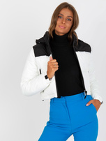 Hurt Czarno-biała pikowana kurtka zimowa z kieszeniami 