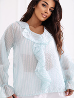 Miętowa prześwitująca bluzka w paski