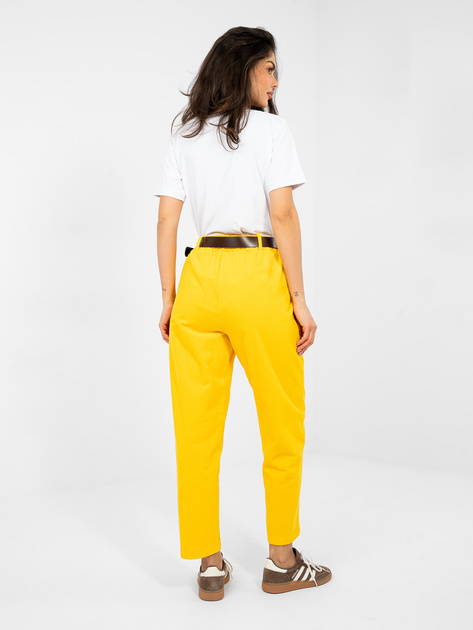 Żółte sztruksowe spodnie z kieszeniami