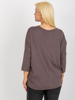 Hurt Brązowa bluzka plus size basic z rękawem 3/4