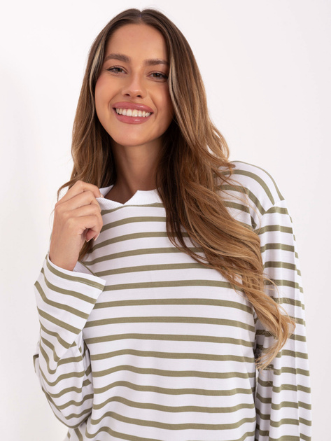 Ecru-oliwkowa damska bluzka longsleeve