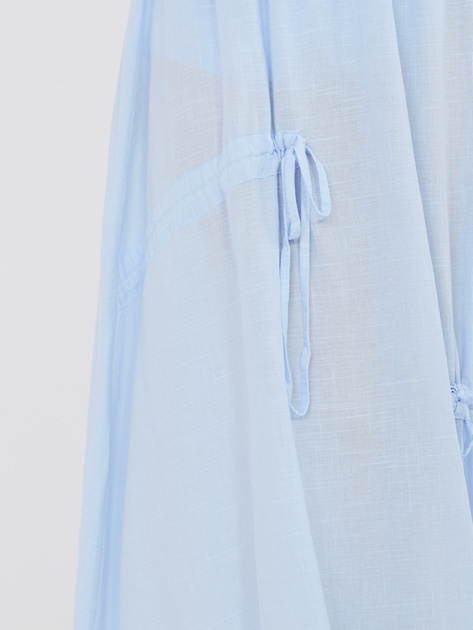 Jasnoniebieska rozkloszowana spódnica z wiązaniami