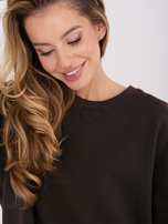 Czekoladowa dresowa bluza basic z ociepleniem