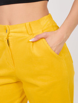 Żółte sztruksowe spodnie z nogawką 7/8 RUE PARIS 