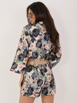 Czarne garniturowe spódnico-szorty z paskiem