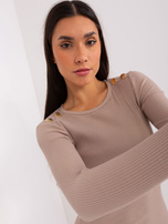 Hurt BASIC FEEL GOOD Ciemnobeżowa mini sukienka w prążek