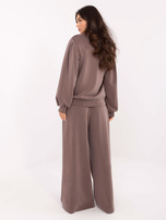 Ciemnobeżowe szerokie spodnie od kompletu