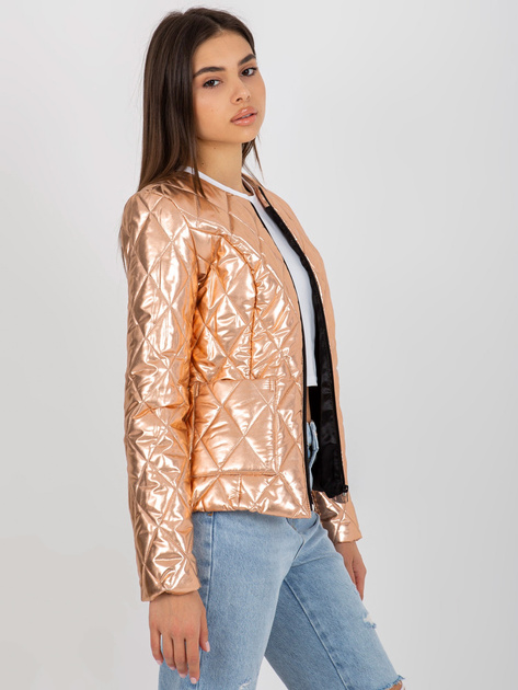 Hurt Złota przejściowa kurtka pikowana bez kaptura