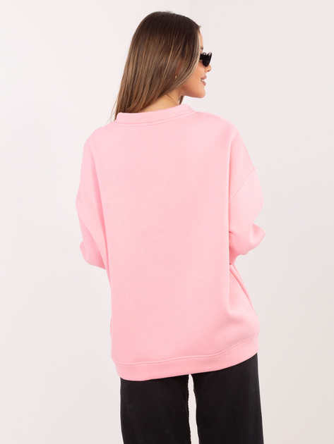 Jasnoróżowa damska bluza z wypukłym napisem RUE PARIS