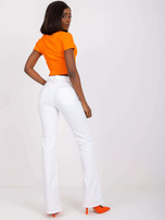 Pomarańczowy prążkowany top z dekoltem w serek Editta RUE PARIS 