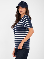 Navy-blue and white women's basic striped t-shirt RUE PARIS.