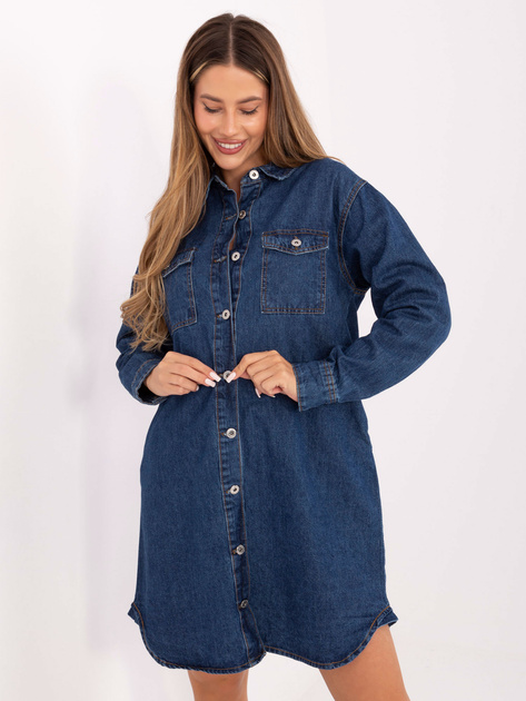 Ciemnoniebieska jeansowa sukienka z kieszeniami SUBLEVEL
