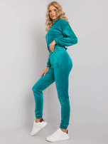 Turkusowy dwuczęściowy komplet z weluru Milan RUE PARIS