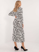 Hurt Biało-czarna midi sukienka z printem i paskiem
