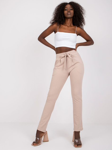 Beżowe spodnie dresowe z wiązaniem Santos RUE PARIS