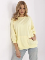 Jasnożółta bluza kangurka z haftem na rękawach RUE PARIS 
