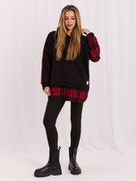 Schwarz-rote Damenhoodie mit Kapuze Freyah RUE PARIS.