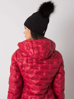 Czarna ocieplana czapka damska z pomponem