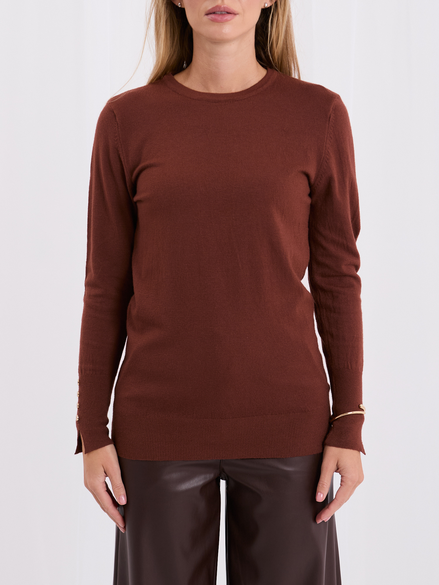 Jasnobrązowy elegancki sweter do biura