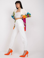 Białe spodnie z materiału bez zapięcia