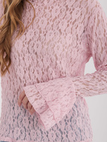 Jasnoróżowa damska bluzka z dekoltem w łódkę