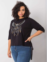 Black blouse with Cassia appliqués