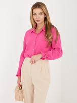 Fuksjowa muślinowa koszula z kieszenią
