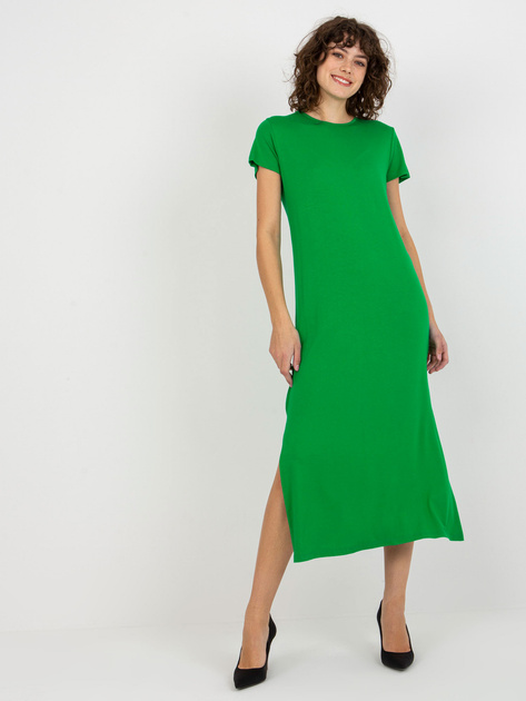 Hurt Zielona midi sukienka basic z rozcięciami Liliane