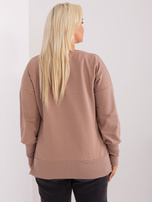 Hurt Ciemnobeżowa bluzka plus size z rozcięciami 