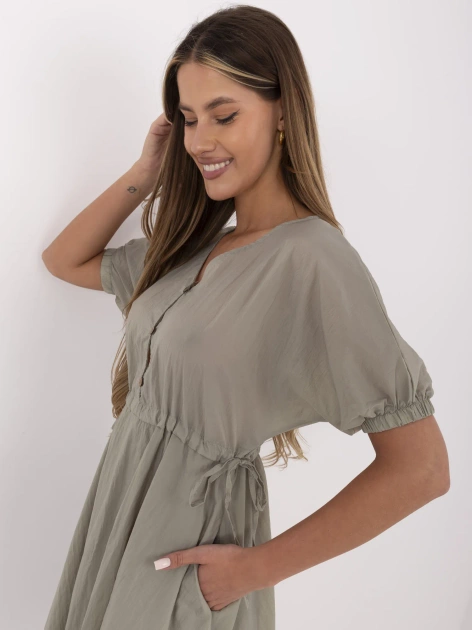 Khaki ortalionowa sukienka z podszewką RUE PARIS