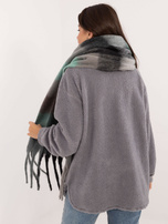 Hurtownia Czarno-szary zimowy szal z frędzlami