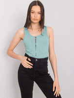 Miętowy top z kieszonkami Rosalind