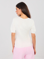 Ecru damski sweter z krótkim rękawem