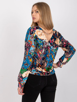 Blaue Bluse mit Prints Nicola.