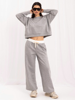 Gray tracksuit set with a contrasting stripe.