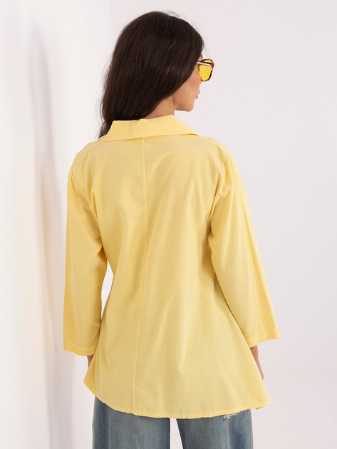 Jasnożółta asymetryczna koszula z sztruksu RUE PARIS