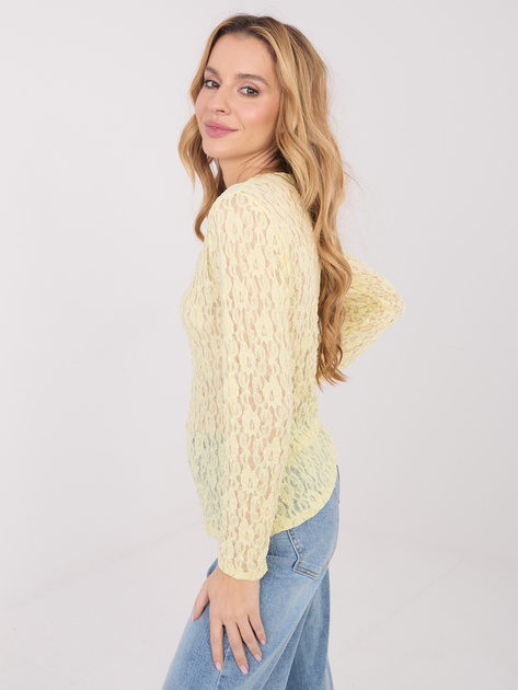 Jasnożółta przezroczysta bluzka z koronki