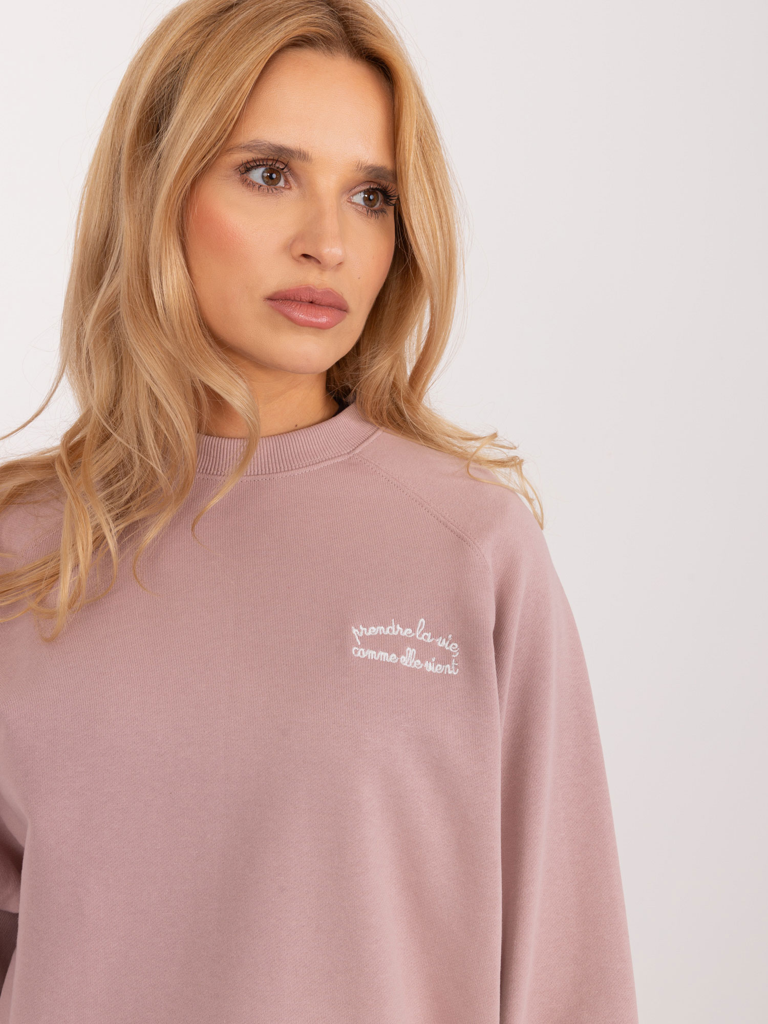 Hurt Brudnoróżowa bluza oversize z napisem SUBLEVEL