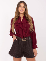 Czekoladowe wizytowe szorty z aplikacjami RUE PARIS