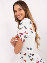 Biała mini sukienka z printem 