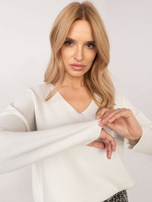 Hurtownia online Ecru sweter oversize z błyszczącą nitką