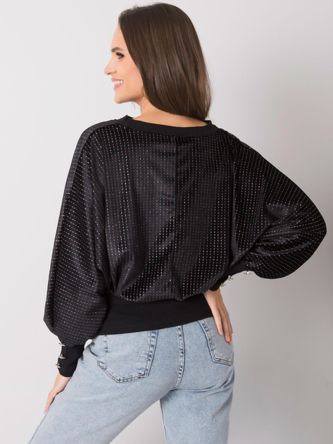 Hurtownia Czarna bluzka wizytowa z długim rękawem RUE PARIS