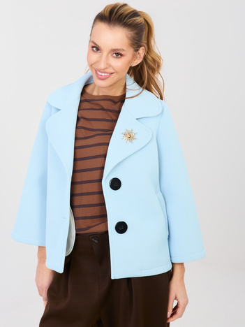 Jasnoniebieski piankowy płaszcz z kołnierzem