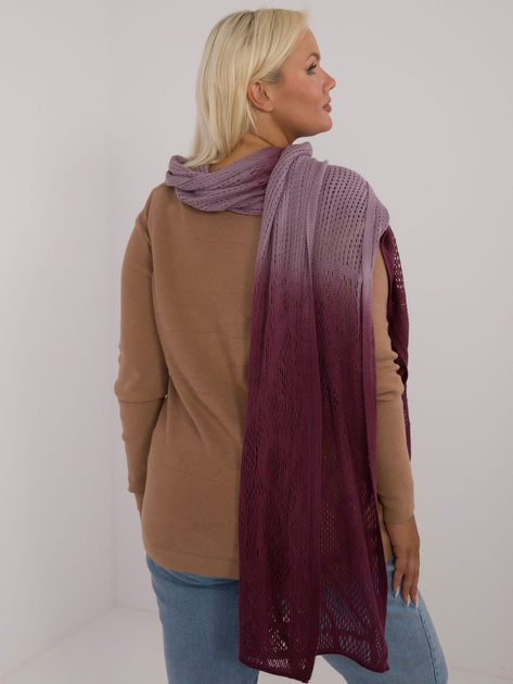 Hurt Jasnofioletowo-śliwkowy szal damski ombre z bawełnianej dzianiny